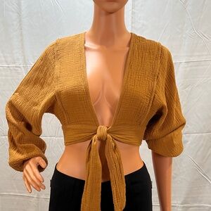 Urban Outfitters mustard/orange cover or top with tie